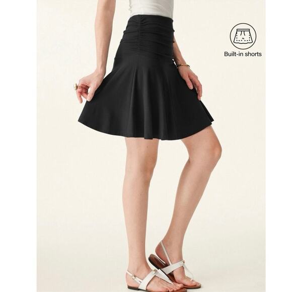 OGL MOVE Dresses & Skirts - OGL Essential Ruched Mini Circle Skirt with Lined Shorts NWT S
